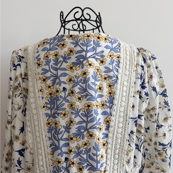 Anthropologie Blue and Cream Floral Dress - Picture 6 of 7